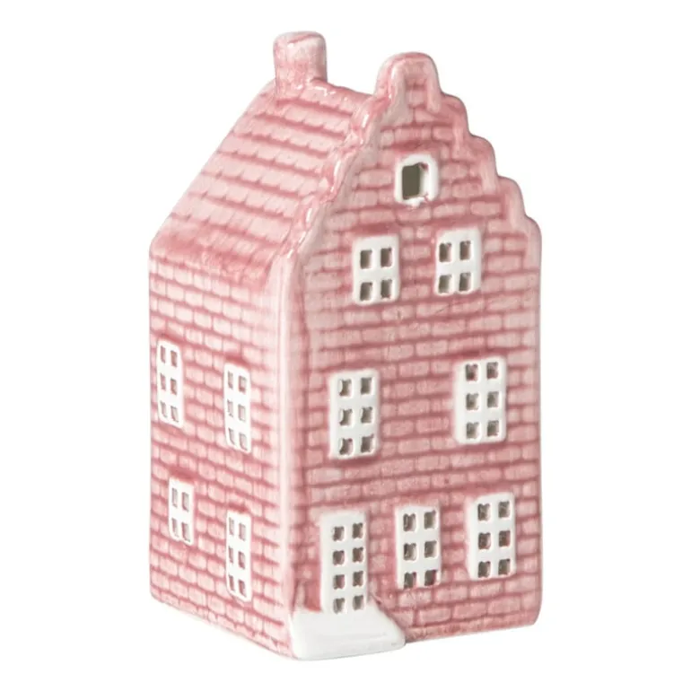 Kersthuisje - roze - 11x5.5x5.5 cm