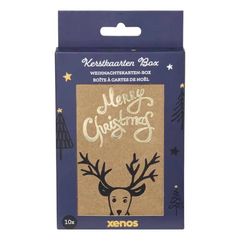 Kerstkaarten box kraft - set van 10