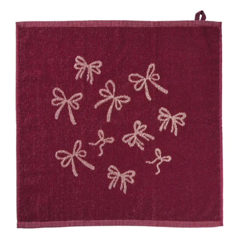 Keukendoek strikjes - bordeauxrood/roze - 50x50 cm