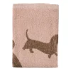 Keukendoek teckels - roze/bruin - 50x50 cm