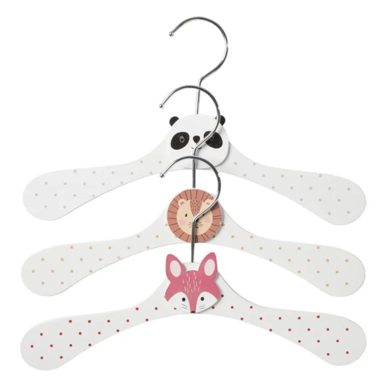 Kinder kledinghanger dieren - wit - set van 3