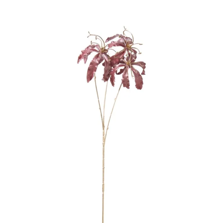 Kunstbloem gloriosa - goudkleurig/rood - 60 cm