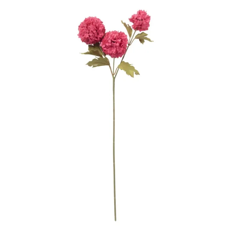 Kunstbloem met 3 hortensia's - fuchsia - 69 cm