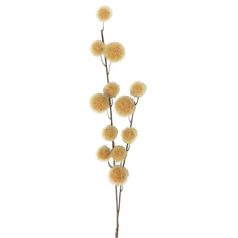 Kunsttak met bolletjes - geel - 103 cm