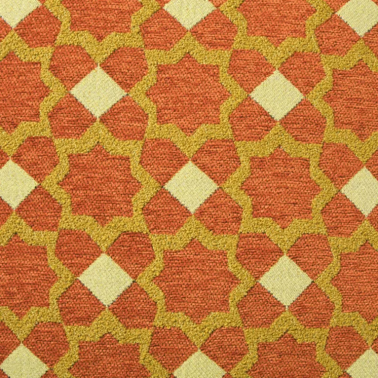 Kussen jacquard bloemen - oranje - 45x45 cm