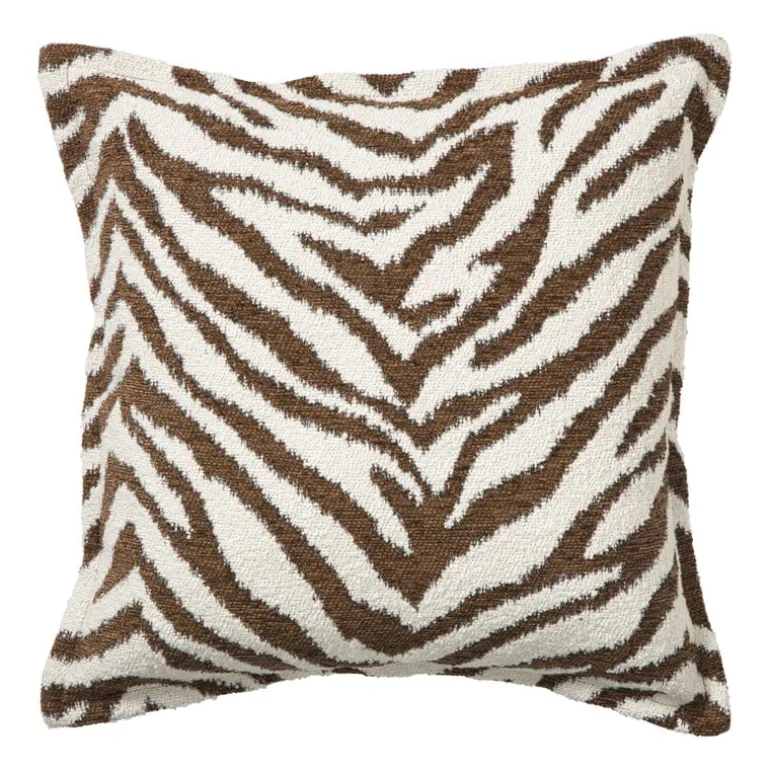 Kussen jacquard zebra - bruin/wit - 45x45 cm
