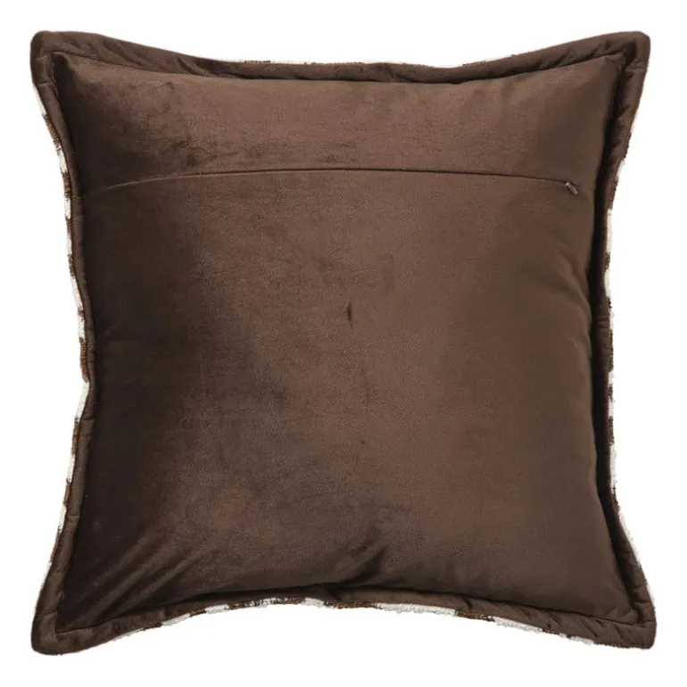 Kussen jacquard zebra - bruin/wit - 45x45 cm
