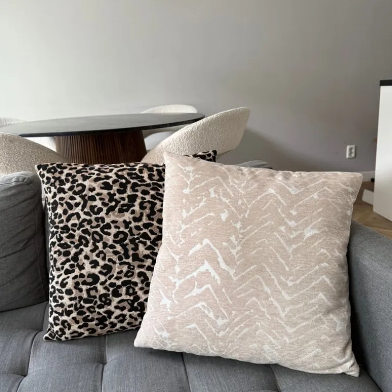 Kussen jacquard zigzag - beige - 45x45 cm