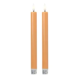 LED dinerkaarsen - taupe - set van 2 - ø2.2x24.5 cm