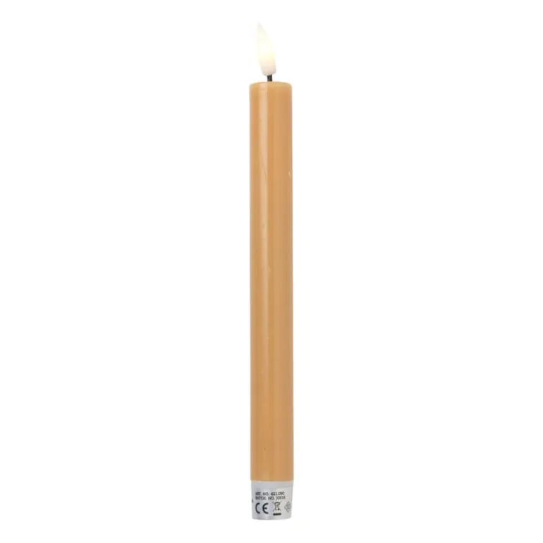 LED dinerkaarsen - taupe - set van 2 - ø2.2x24.5 cm
