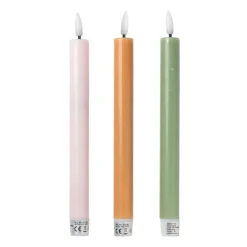 LED dinerkaarsen - taupe - set van 2 - ø2.2x24.5 cm