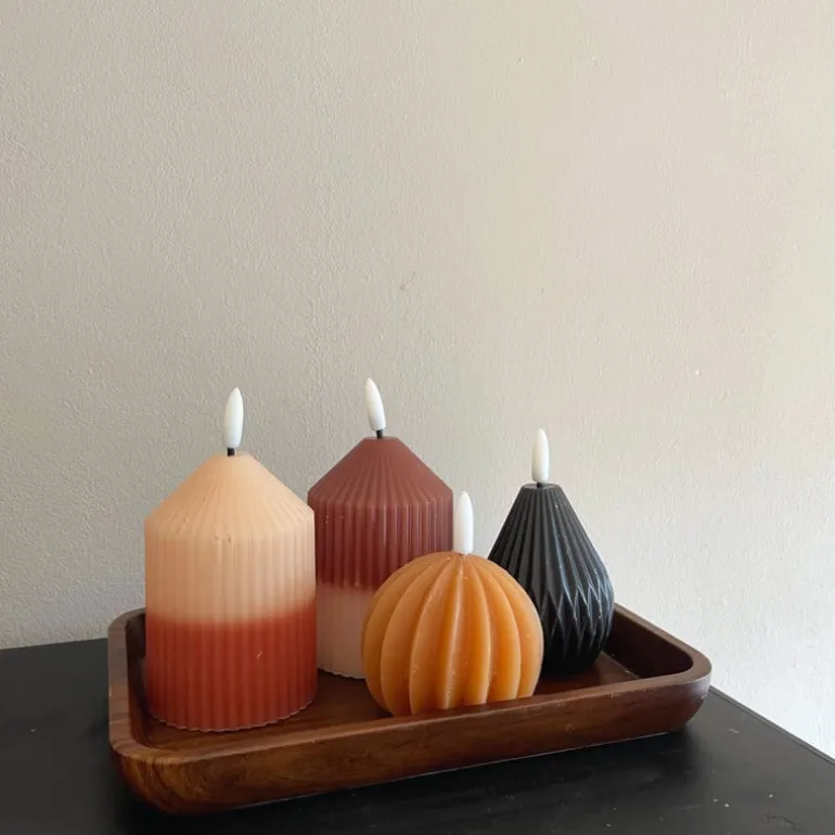 LED kaars bol - oranje - ø7.5x6 cm