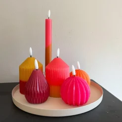 LED kaars bol - roze - ø7.5x6 cm