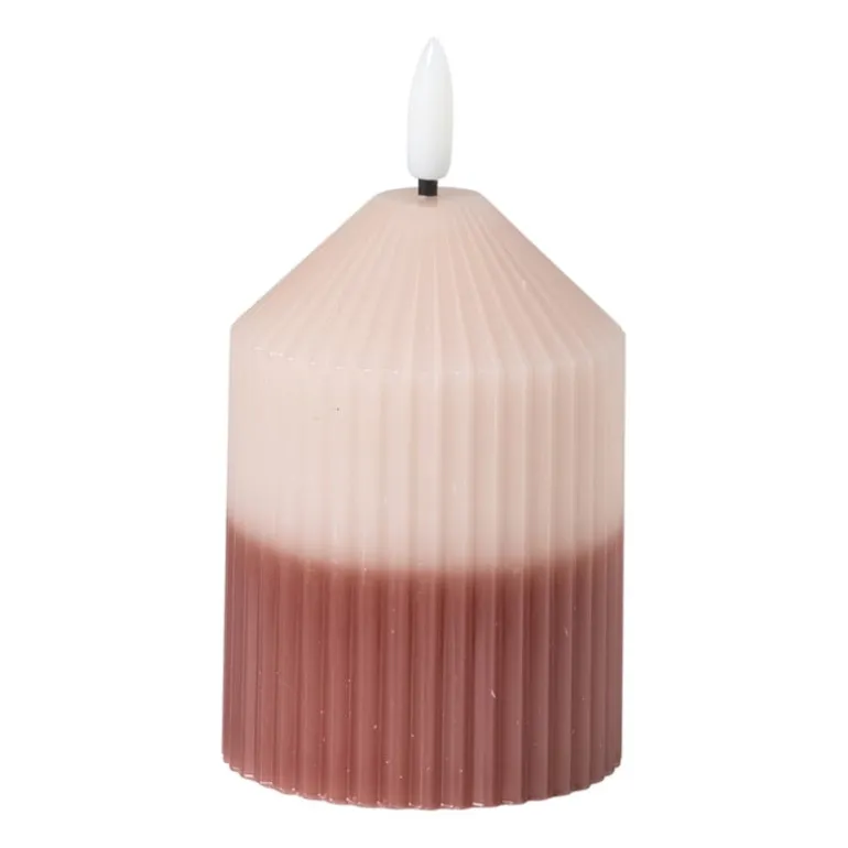 LED kaars duo - roze/lichtroze - ø7x10 cm