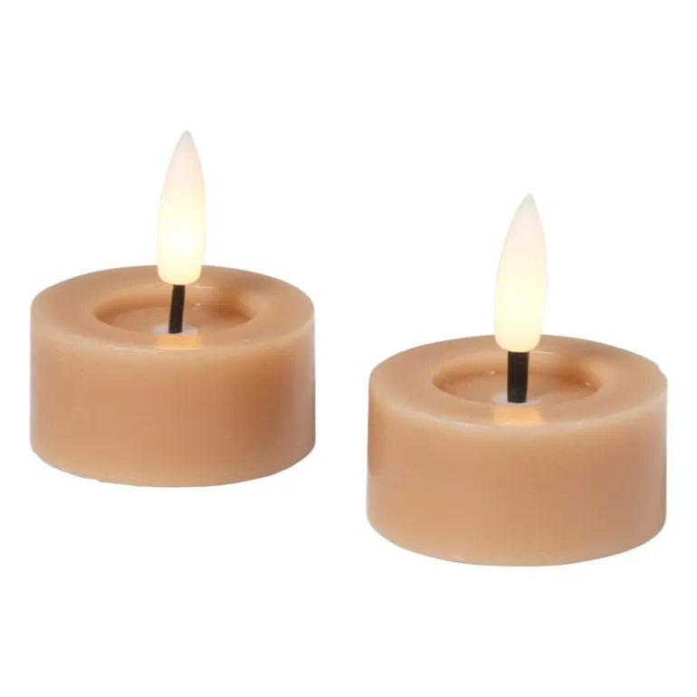 LED waxinelichten - taupe - set van 2