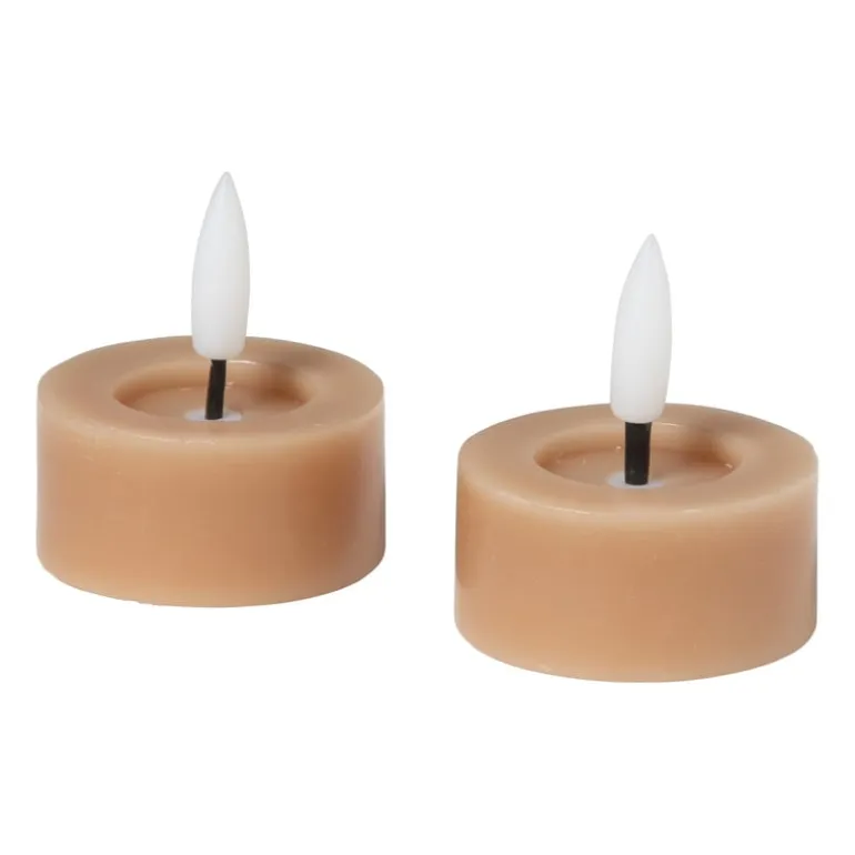 LED waxinelichten - taupe - set van 2