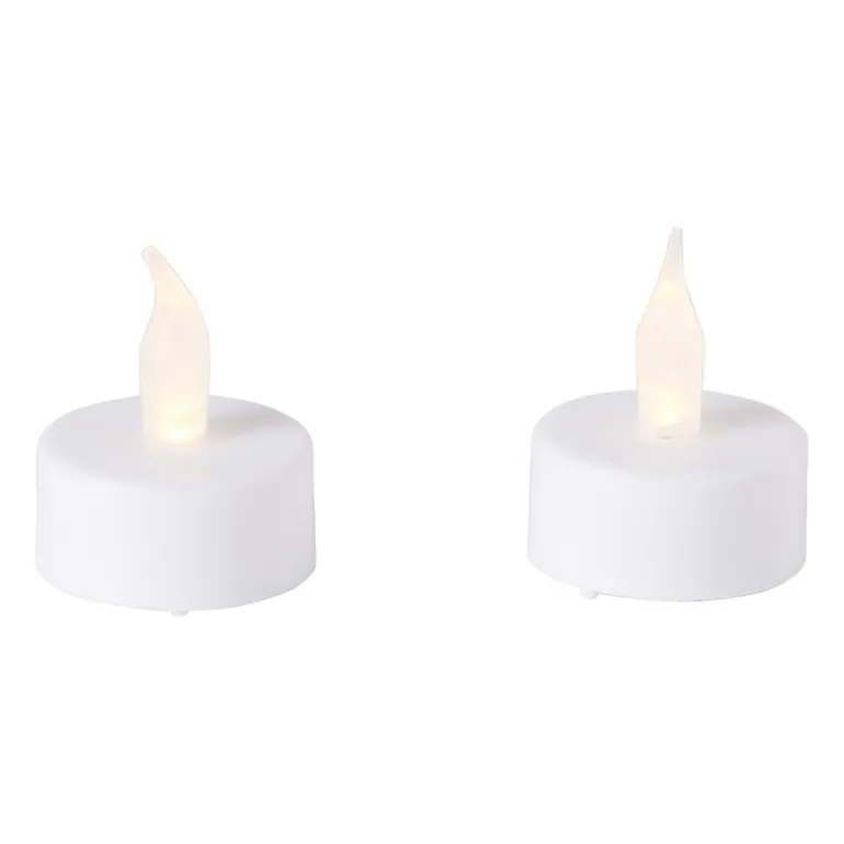 LED waxinelichten - wit - set van 2 - 12x4x10 cm