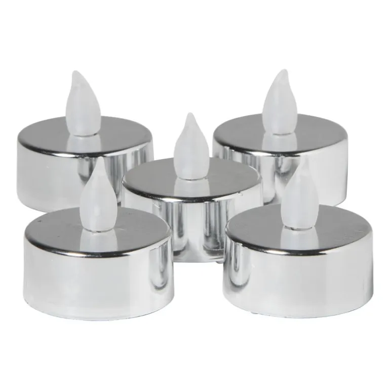 LED waxinelichten - zilver - set van 5