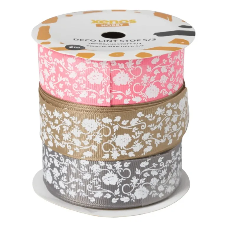 Lint stof bloemen - set van 3 - 100 cm