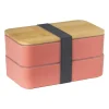 Lunchbox dubbel - roze - 9.5x18.5x10.5 cm