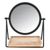 Make-up spiegel met plankje - zwart - 19x14x21 cm