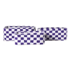 Mand checks middel - paars/wit - 13x33x23 cm