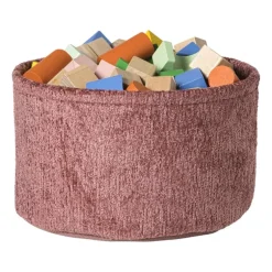 Mand chenille rond - rood - ø27x16 cm