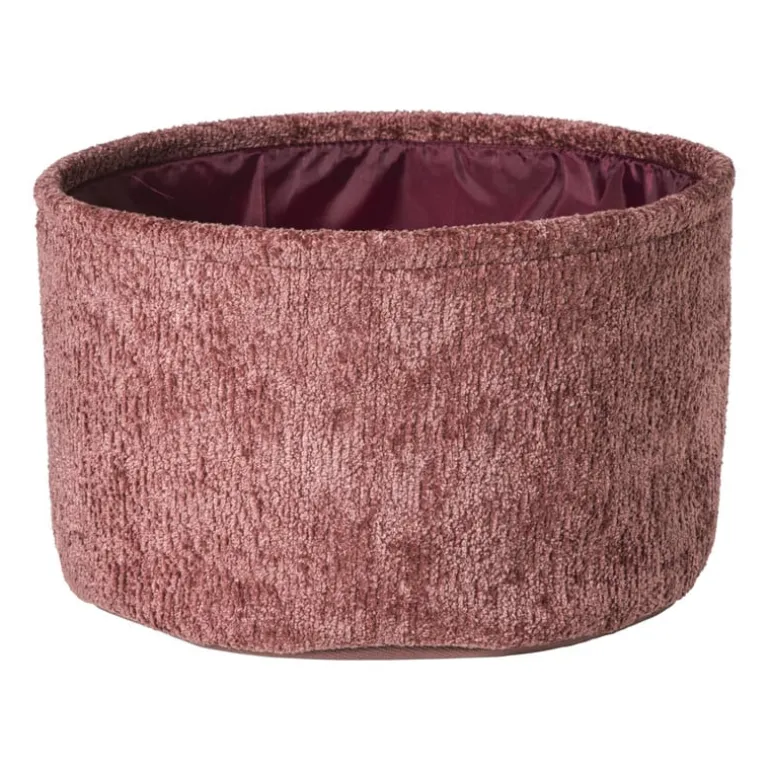 Mand chenille rond - rood - ø30x18 cm