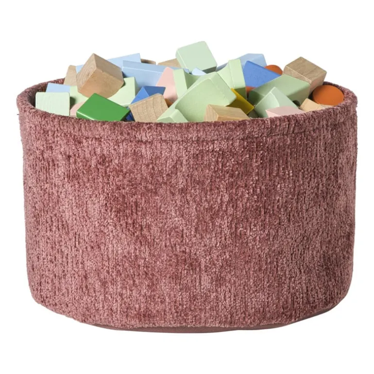 Mand chenille rond - rood - ø30x18 cm