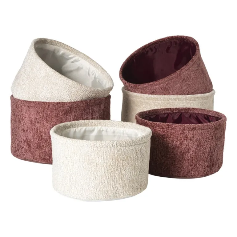 Mand chenille rond - rood - ø30x18 cm