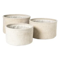 Mand chenille rond - wit - ø24x14 cm