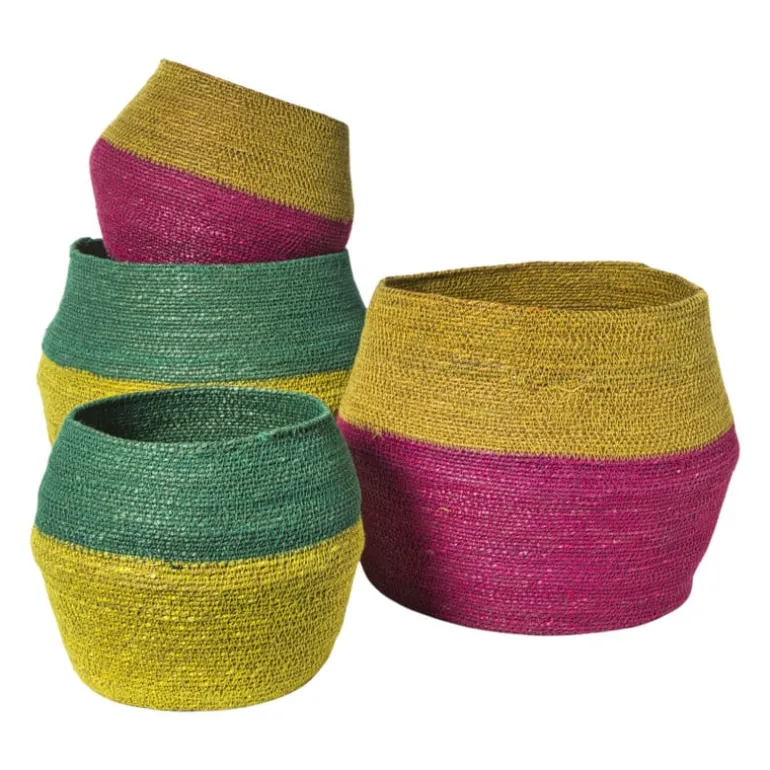 Mand colorblock - groen/geel - ø35x26 cm
