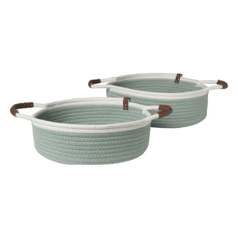 Mand colors laag - groen/wit - ø30x10 cm
