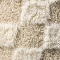 Mand geruit rond maat L - beige - ø22x16 cm