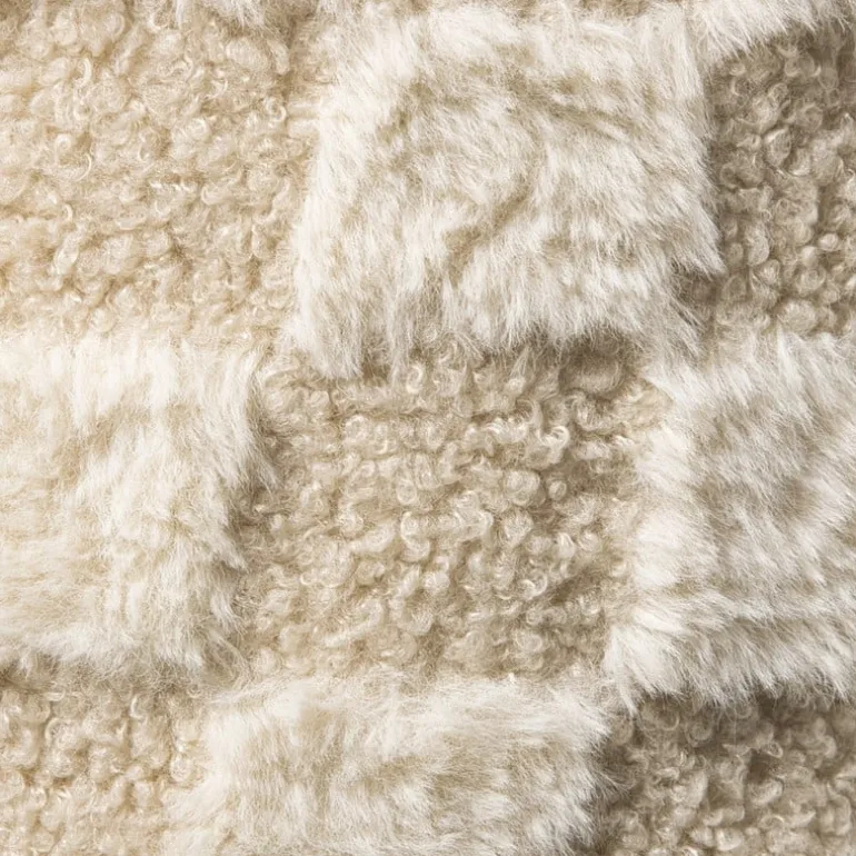 Mand geruit rond maat S - beige - ø18x12 cm
