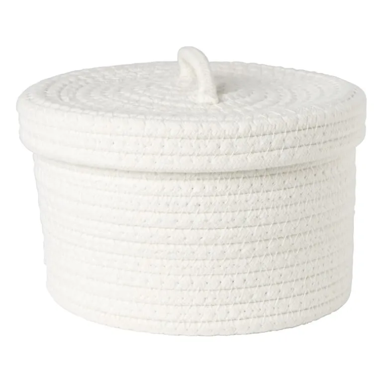 Mand met deksel Julia - wit - ø22x13 cm