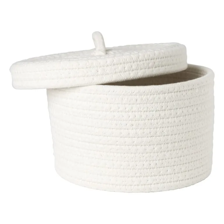 Mand met deksel Julia - wit - ø22x13 cm