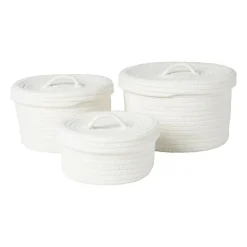 Mand met deksel Julia - wit - ø22x13 cm
