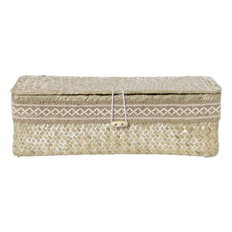 Mand met deksel Stijn - naturel - 9.5x32x12 cm