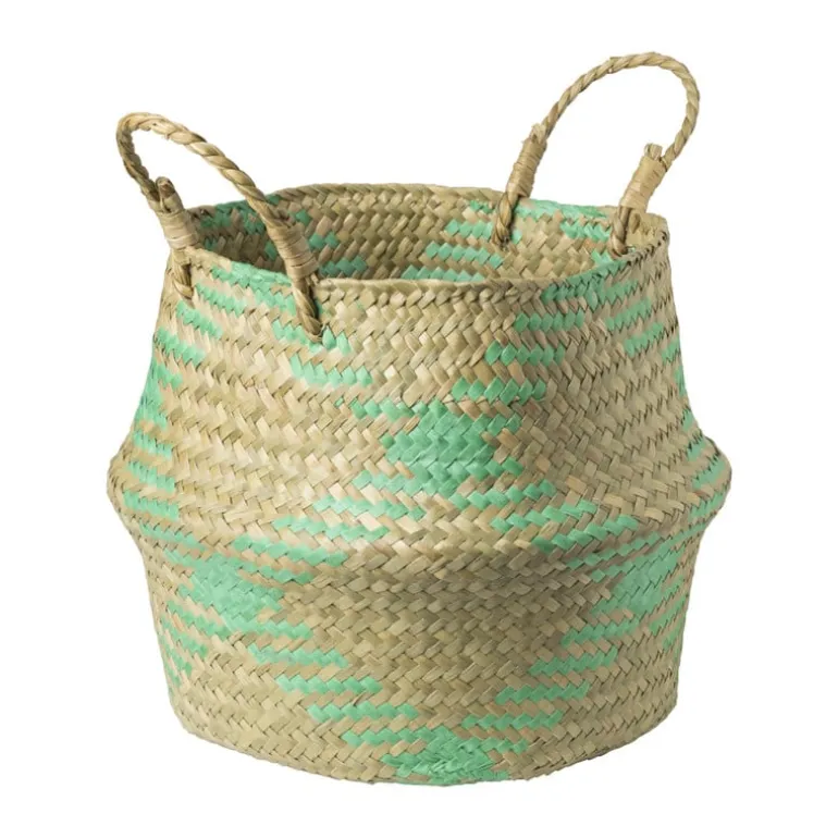 Mand streep - bruin/turquoise - ø23x28 cm