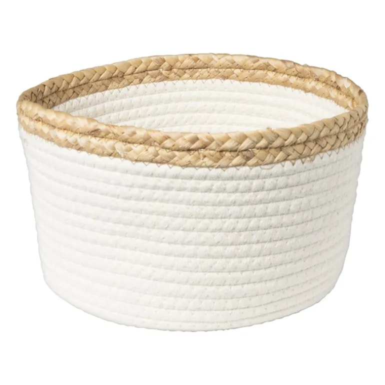 Mand wit met bruine rand - ø20x13 cm