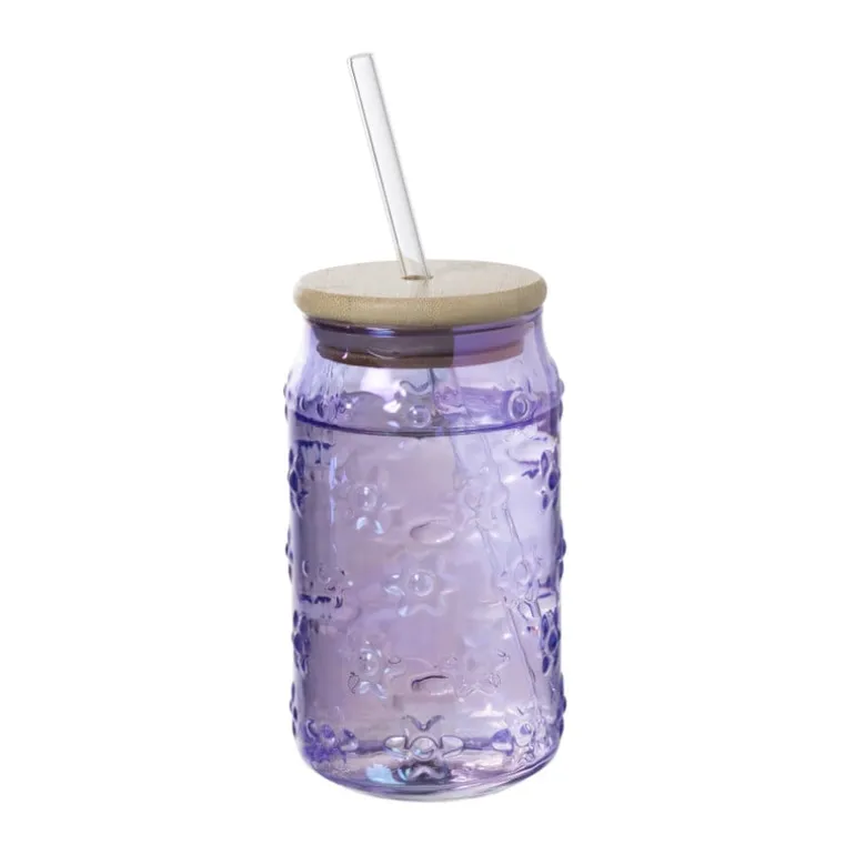 Mason jar iriserend - paars - ø7.5x14 cm