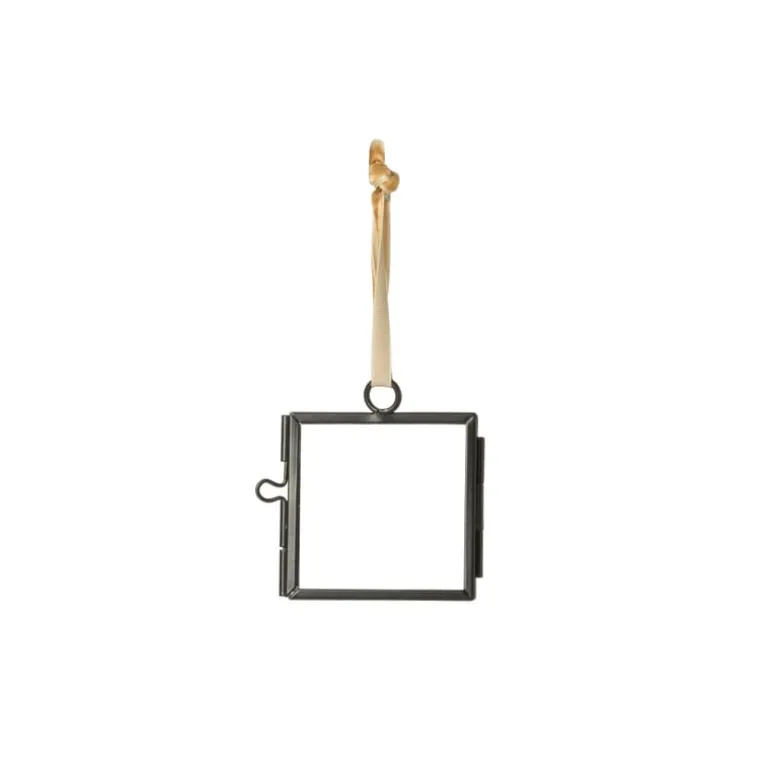 Mini fotolijstje hangend - zwart - 6x6 cm