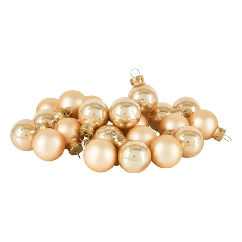 Mini kerstbal - champagne - set van 24