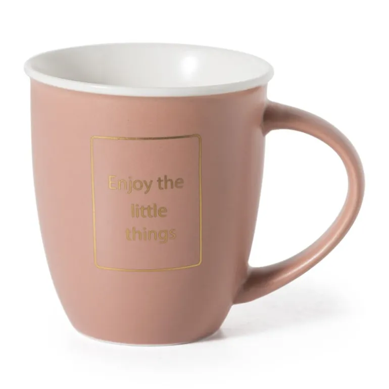 Mok met gouden tekst - roze - 380 ml