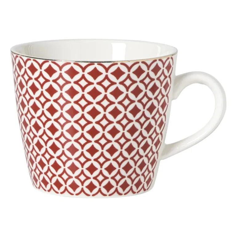 Mok Mirna ruit - rood/wit - 360 ml