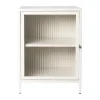 Nachtkastje Luca met geribbeld glazen deurtje - offwhite - 55.5x40x32 cm