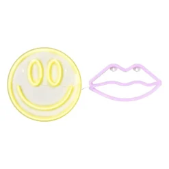 Neon LED lamp smiley - geel - ø33x2 cm