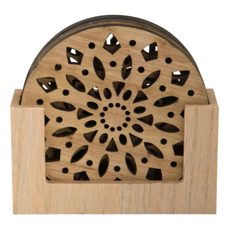 Onderzetter hout deco - set van 4