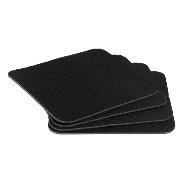 Onderzetters PU leer - zwart - set van 4